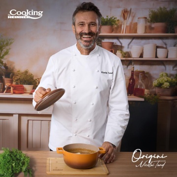 SEMIOALA ALUMINIU TURNAT + CAPAC 24x12 CM,3.9L, NICOLAI TAND, ORIGINI, COOKING BY HEINNER - Img 1