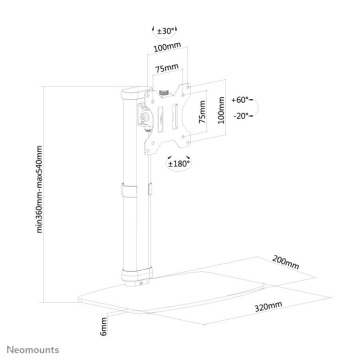 Suport monitor de birou Neomounts by Newstar 10"-30", 6kg, 100x100 mm VESA - Img 7