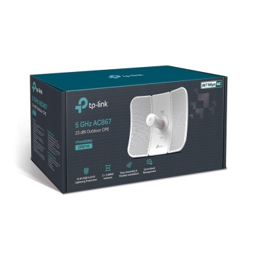 "5 GHz AC867 23 dBi Outdoor CPE Port: 1 × Gigabit Shielded Ethernet Port SPEED: 867 Mbps at 5 GHz FEATURE: 23 dBi, 30+ km, IP65 Weatherproof, Passive PoE, Centralized Management, Spectrum Analyzer, AP/Client/AP Router/AP Client Router" - Img 5