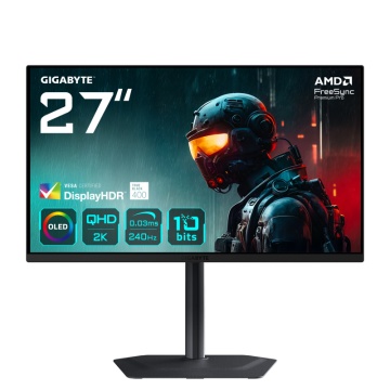 Gigabyte MO27Q2 gaming monitor diagonala 27", 590.42 x 333.72 mm, OLED, Anti-Reflection, Rezolutie: 2560 x 1440 (QHD), Luminozitate: 250 cd/m2, Contrast: 1.5M:1, Unghi vizualizare: 178°(H)/178°(V), Timp raspuns: 0.03ms GTG, Refresh rate: 240Hz, - Img 1