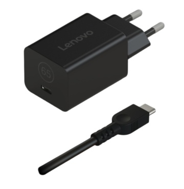 Lenovo GaN Nano 65W Adapter -EU; Connectivity: 2pin/3pin; Charging Port: Type-C; Color: Black; Package Type : Brown Box; - Img 1