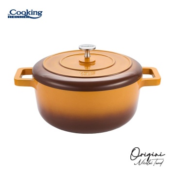 SEMIOALA ALUMINIU TURNAT + CAPAC 24x12 CM,3.9L, NICOLAI TAND, ORIGINI, COOKING BY HEINNER - Img 2