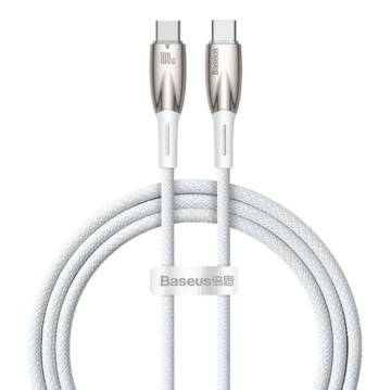 Cablu alimentare si date Baseus Glimmer, Fast Charging Data Cable pt.smartphone, USB Type-C la USB Type-C 100W, 1m, alb - Img 3