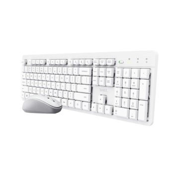 Kit Trust Ody II wireless, cu taste silentioase, cu functie de power saving, rezistenta la stropire, conectare tip USB-A 2.0, include 2 baterii, compatibila PC/Laptop (Windows, MacOS, Chrome OS), rezolutie mouse 1600 DPI, optic, alb - Img 4