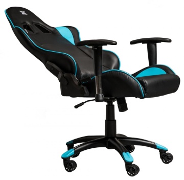 Scaun gaming X by Serioux, Torin, ajustabil, piele sintetica, piston pe gaz, manere reglabile, baza stea cu 5 picioare, greutate maxima admisa 150Kg, perne detasabile, negru si albastru - Img 3