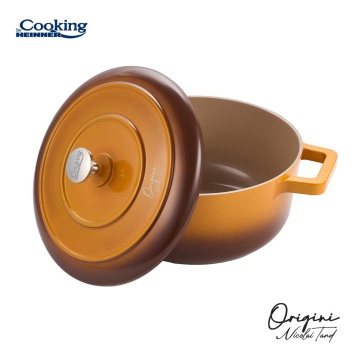 SEMIOALA ALUMINIU TURNAT + CAPAC 24x12 CM,3.9L, NICOLAI TAND, ORIGINI, COOKING BY HEINNER - Img 3