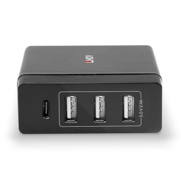 Statie incarcare Lindy 4 porturi USB C si A, putere 72W, negru - Img 5