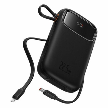 Baterie externa Baseus Qpow2, 10000mAh, 22.5W, 1 x USB; 1 x USB Type-C,1 x Lightning, total 3A, include cablu USB Type-C 0.3m, negru - Img 1