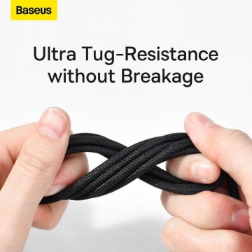 Cablu alimentare si date Baseus, Fast Charging Data Cable pt. smartphone, USB la USB Type-C (T), 100W, 480Mbps, aliaj zinc, braided(nylon), 2m, negru - Img 8