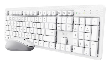Kit Trust Ody II wireless, cu taste silentioase, cu functie de power saving, rezistenta la stropire, conectare tip USB-A 2.0, include 2 baterii, compatibila PC/Laptop (Windows, MacOS, Chrome OS), rezolutie mouse 1600 DPI, optic, alb - Img 5