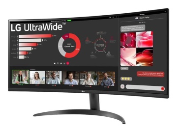 Monitor LG 34" 34WR50QK-B.AEU, Curvature: 1800R, Diagonal (inch): 34, Diagonal (cm): 86, Aspect ratio: 21:9, Panel: VA, Resolution: 3440x1440, Refresh Rate: 100Hz, Response time GtG: 5ms, Brightness (max): 300 cd/m², Contrast (static) : 3000:1, Viewing - Img 2