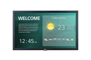 Monitor signage LG, 22", 250nit, 18/7, FHD, panel IPS, E-LED, 12ms, contrast static 1000:1, webOS, SuperSign Premium/C. rama 16.3mm even, dimensiuni 510.3x302.1x53.8mm, VESA 100x100, greutate 3.6kg, consum max 35W. Garantie 3 ani - Img 1