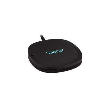 Incarcator wireless Spacer, Quick Charge 15W Qi, conector Type-C, rol de stand prin prindere magnetica, negru - Img 4