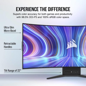 Monitor CORSAIR XENEON FLEX 45WQHD240 45-Inch OLED (3440 x1440), 240Hz Refresh Rate, Bendable, GtG 0.03ms - Img 9