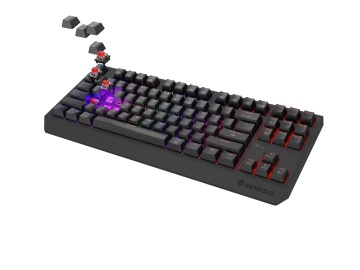 Tastatura gaming mecanica wireless Genesis Thor 230 TKL, iluminare RGB, swtich-uri Red, 87 taste, 11 butoane multimedia, negru - Img 8