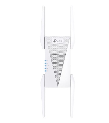 TP-link AXE5400 Wi-Fi6E Mesh Range Extender, Tri-Band, RE815XE, 1 Port Ethernet Gigabit, 2 Antene externe, Standarde Wireless: IEEE 802.11ax 6 GHz, IEEE 802.11a/n/ac/ax 5 GHz, IEEE 802.11b/g/n/ax 2.4 GHz, 4x antene externe, Viteza wireless: 574 Mbps în - Img 1