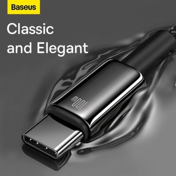 Cablu alimentare si date Baseus, Fast Charging Data Cable pt. smartphone, USB la USB Type-C (T), 100W, 480Mbps, aliaj zinc, braided(nylon), 2m, negru - Img 10