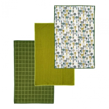 "Set 3 Prosoape Verzi Microfibra 45x70cm- Ustensile Material : 100% poliester, 260GSM Setul contine 2 prosoape uni si unul printat" - Img 2