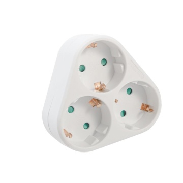 Triplu Stecher SPACER, Schuko, max 3500W, 16A, protectie copii, 3 prize Schuko, 1 stecher Schuko - Img 1