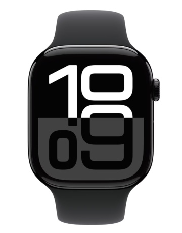 Apple Watch Series 10 GPS 46mm Jet Black Aluminium Case with Black Sport Band - M/L - Img 1