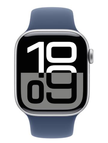 Apple Watch Series 10 GPS + Cellular 42mm Silver Aluminium Case with Denim Sport Band - S/M - Img 1