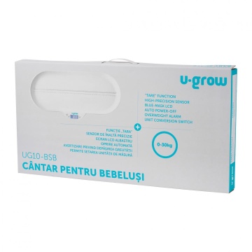 Cantar corporal 2 in 1 pentru bebelusi si copii U-Grow, functie bluetooth, capacitate 30 kg, display LCD, alb - Img 7