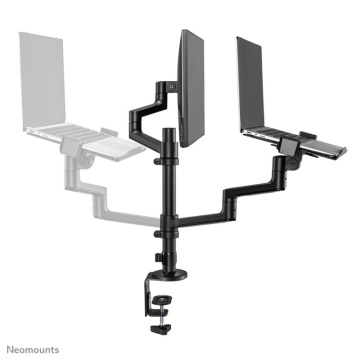 Suport dublu laptop de birou Neomounts DS20-425BL2; pentru display-uri cu diagonale 17"-27", sistem de prindere VESA 75x75~100x100, greutate maxima suportata 8kg, tilt +90°, -30°, swivel 90°, rotate 360°, distanta fata de perete 162-494mm; inaltime - Img 8