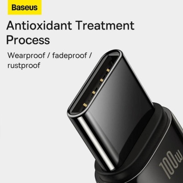 Cablu alimentare si date Baseus, Fast Charging Data Cable pt. smartphone, USB la USB Type-C (T), 100W, 480Mbps, aliaj zinc, braided(nylon), 2m, negru - Img 4