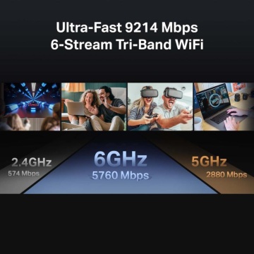Router Wireless TP-Link ARCHER BE550, 1xWAN 2.5 Gbps, 4xLAN 2.5 Gbps, 6 antene externe, tri-band AC750 (5760/2880/574Mbps), Buton WirelessON/OFF,buton WPS - Img 11