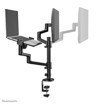 Suport dublu laptop de birou Neomounts DS20-425BL2; pentru display-uri cu diagonale 17"-27", sistem de prindere VESA 75x75~100x100, greutate maxima suportata 8kg, tilt +90°, -30°, swivel 90°, rotate 360°, distanta fata de perete 162-494mm; inaltime - Img 9