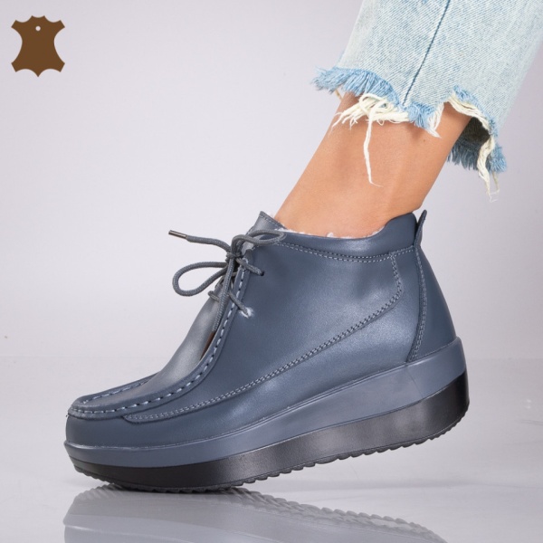 Ghete Dama Imblanite Piele Naturala Tokyo Gri - Need 4 Shoes