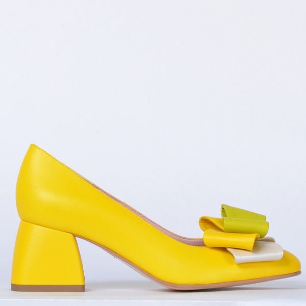 Pantofi Cu Toc Piele Naturala Arabella Galbeni- Need 4 Shoes