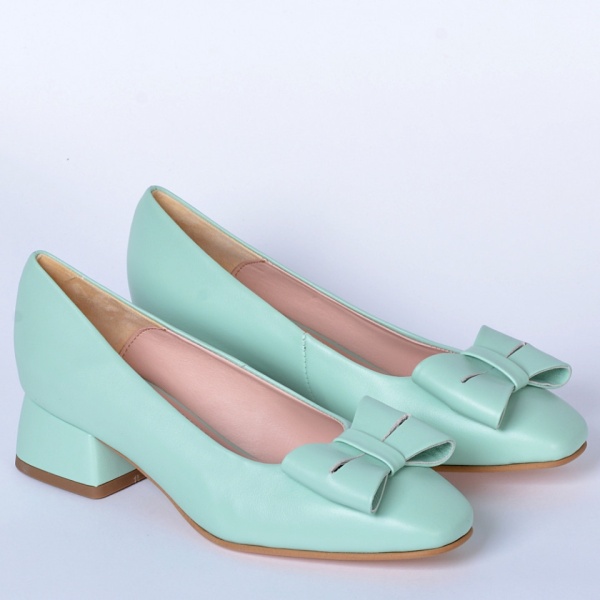 Pantofi Cu Toc Piele Naturala Iness Menta- Need 4 Shoes
