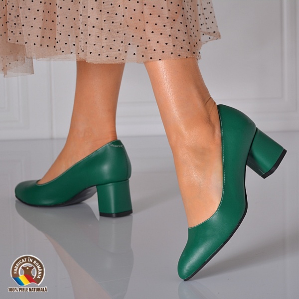 Pantofi Cu Toc Piele Naturala Komi Verzi- Need 4 Shoes