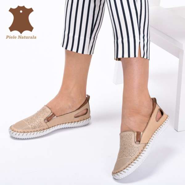 Pantofi Dama Piele Naturala Cauani Bej- Need 4 Shoes