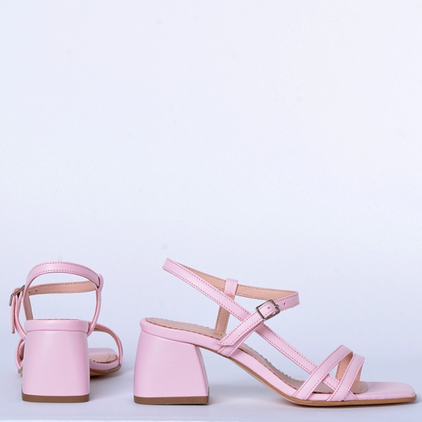 Sandale cu toc Piele Naturala Amna Roz- Need 4 Shoes
