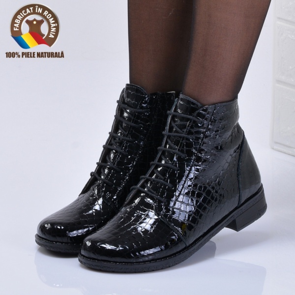 Ghete Dama Piele Naturala Aura 2 Negre - Need 4 Shoes