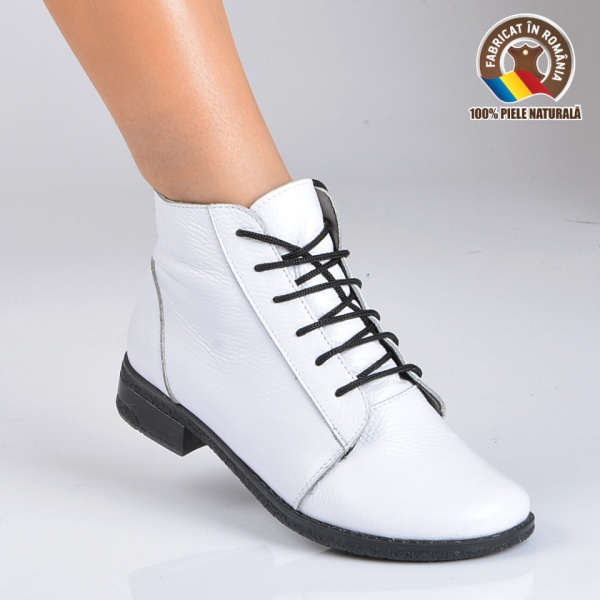 Ghete Dama Piele Naturala Aura Albe - Need 4 Shoes