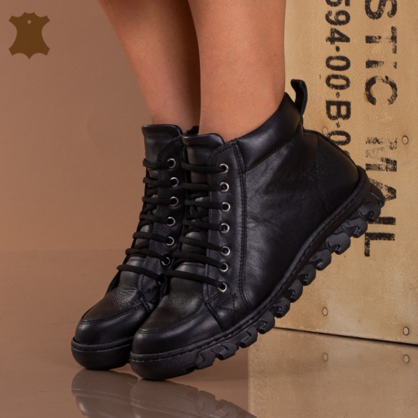 Ghete Dama Piele Naturala Mistia Negre - Need 4 Shoes