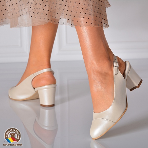 Pantofi Cu Toc Piele Naturala Andreea 2 Bej - Need 4 Shoes