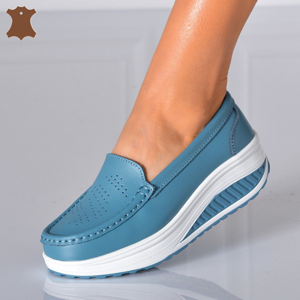 Pantofi Dama Piele Naturala Zena 2 Albastri
