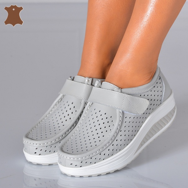 Pantofi Dama Piele Naturala Zena Gri- Need 4 Shoes