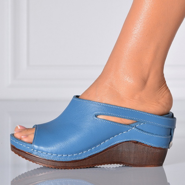 Papuci Medicinali Piele Naturala Grace Albastri- Need 4 Shoes