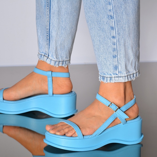 Sandale Cu Platforma Deilyn Albastre- Need 4 Shoes