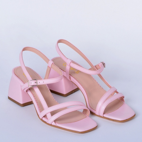 Sandale cu toc Piele Naturala Amna Roz- Need 4 Shoes
