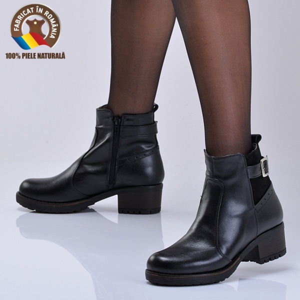 Ghete Dama Piele Naturala Lorna Negre - Need 4 Shoes