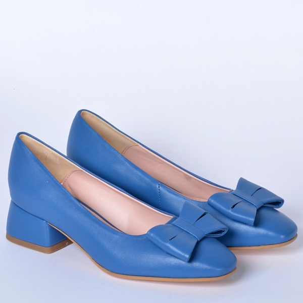 Pantofi Cu Toc Piele Naturala Iness Albastri- Need 4 Shoes