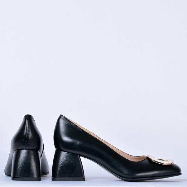 Pantofi Cu Toc Piele Naturala Viola Negri- Need 4 Shoes