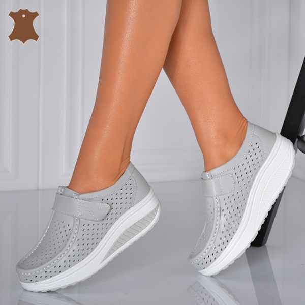 Pantofi Dama Piele Naturala Zena Gri- Need 4 Shoes