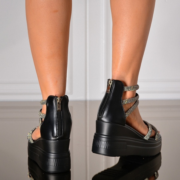 Sandale Cu Platforma Gloria Negre- Need 4 Shoes